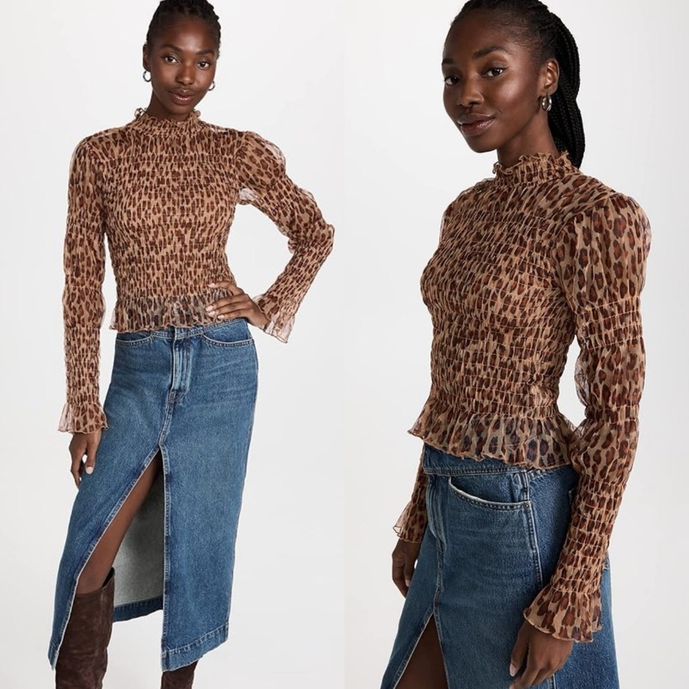 Free‎ people hello there top leopard printed smocked